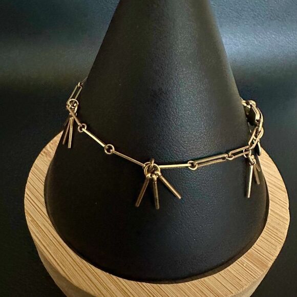Madewell Tassel Dangle Paperclip Link Metal Bracelet - Picture 4 of 6